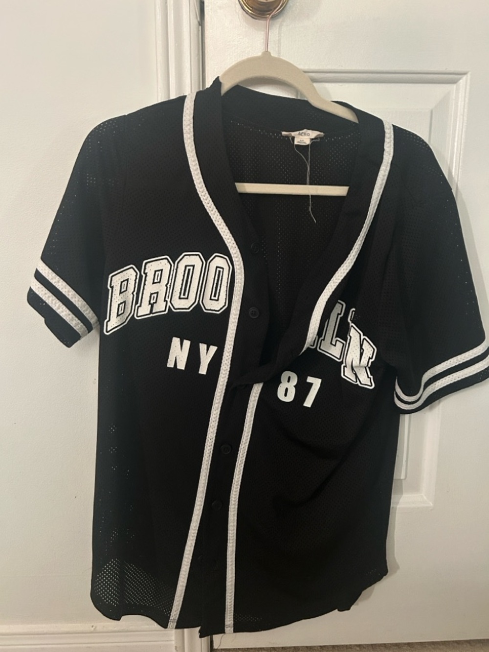 Aeropostale Black and White Brooklyn Jersey